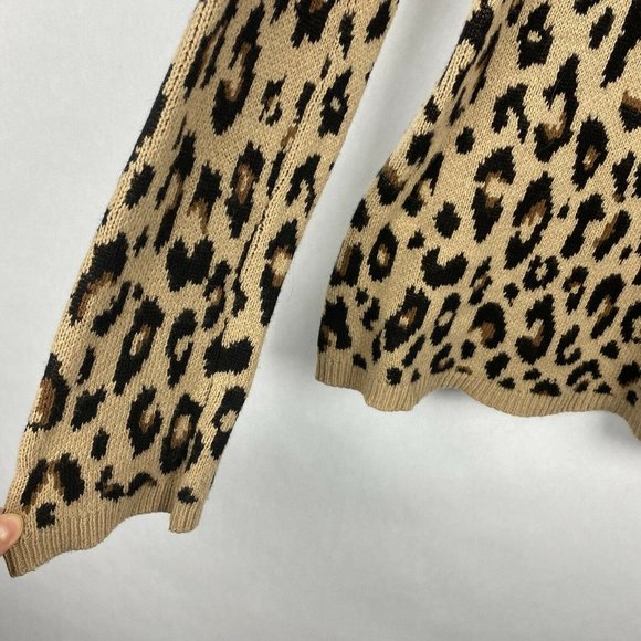 Ann Taylor Womens Pullover Sweater Leopard Spotted Mock Neck Wool Blend Size XS - Picture 3 of 6